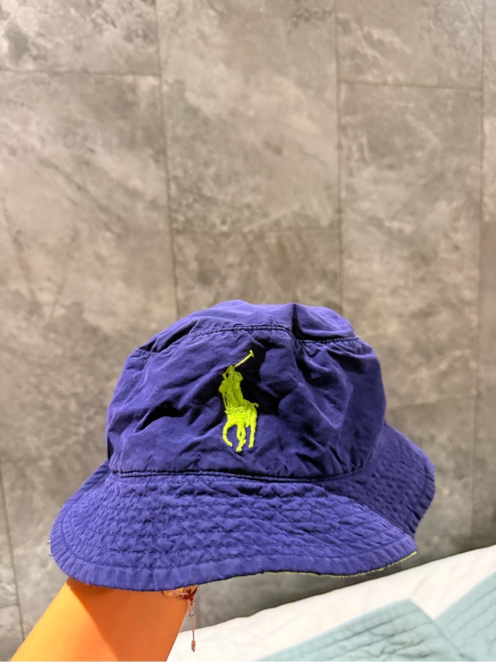 Polo by Ralph Lauren Neon Green and Navy Bucket Hat